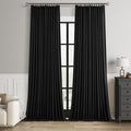 90 Inch Black Pinch Pleated Linen 100% Blackout Curtains for Bedroom Living Room Pleat Black Out Thermal Insulated Ring Hooks Back Tab Room Darkening Double Layer Drapes Curtain with Liner