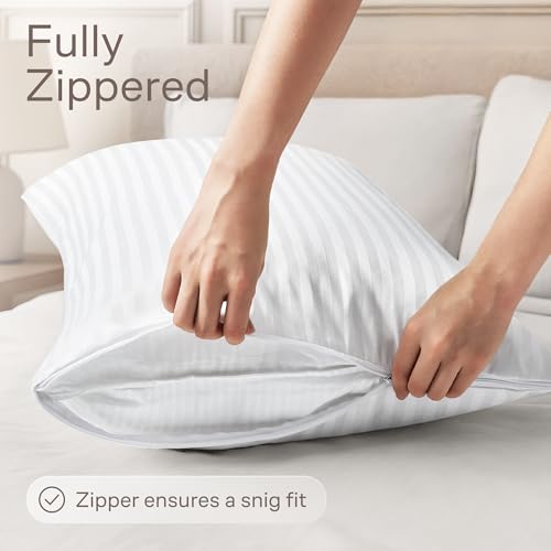 Set of 4 Pillow Protectors with Zipper Standard Size - 100% Resistant to Stains, Dust & Dirt - Washable Covers for Increased Pillow Lifespan - view 3