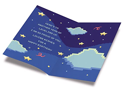 Birthday Card For Son Video Game Theme, Made in America, Eco-Friendly, Thick Card Stock with Premium Envelope 5in x 7.75in, Packaged in Protective Mailer - view 2