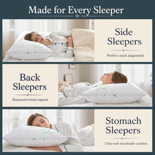 Hotel Cooling Hybrid Bed Pillows for Sleeping Queen Size Set of 2 - view 7