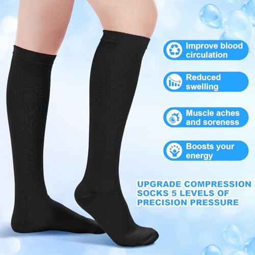 4 Pcs Travel Comfort Kit with Memory Foam Travel Pillow Airplane Footrest Hammock 3D Contoured Eye Mask Compression Socks Neck Pillow for Car Flight Sleeping Support (Black) - view 6
