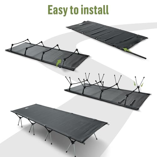 Camping Cot Bed - Portable Folding Sleeping Cots for Adults 1-Person Outdoor Elevated Off-Ground Beds Easy Set-up Army Sleeping Bed 87"x32" - view 5