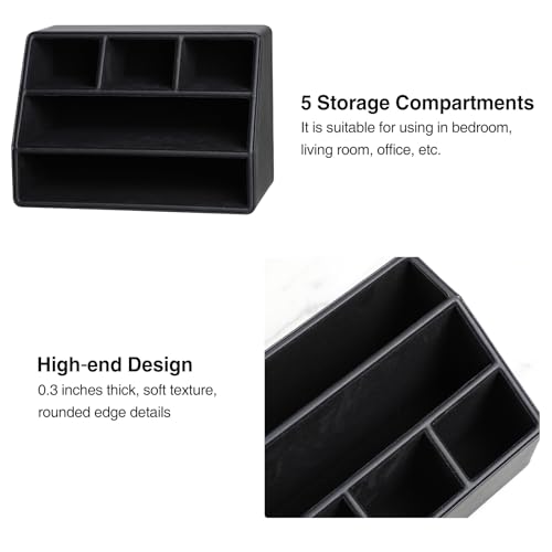 PU Leather Desk Organizer, Remote Control Holder (Black) - view 5