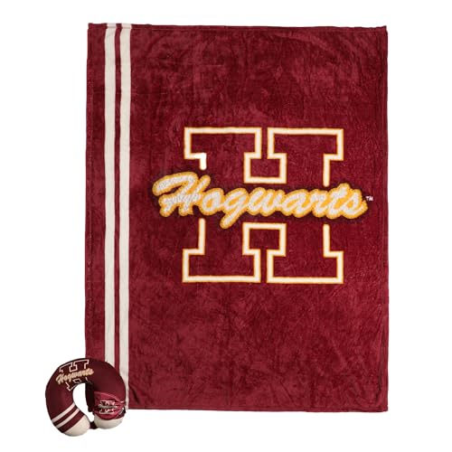 Adult Harry Potter Hogwarts Travel Set with Neck Pillow, Eye Mask, and Throw Blanket - Magical Comfort for Wizarding World Fans! - view 2