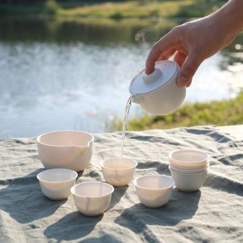 Portable Tea Set with Bowl Cups Tray and Pot for Hiking and Camping - view 7