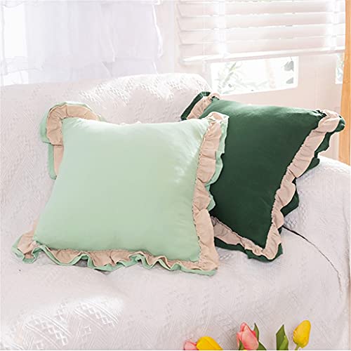 Solid Color Girl Series Lace Ruffle Washed Linen Core Cushion Bed Car Sofa Bedside Office Backrest Pillow(Bronze) - view 2