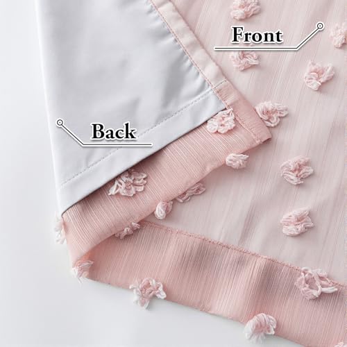 100% Blackout Curtains for Girls Bedroom 95 Inch Long Total Room Darkening Curtain for Living Room 2 Panels Grommet Light Blocking Sliding Door Drapes Blush Pink Pom Pom Sheer 50 x 95 Inch - view 7