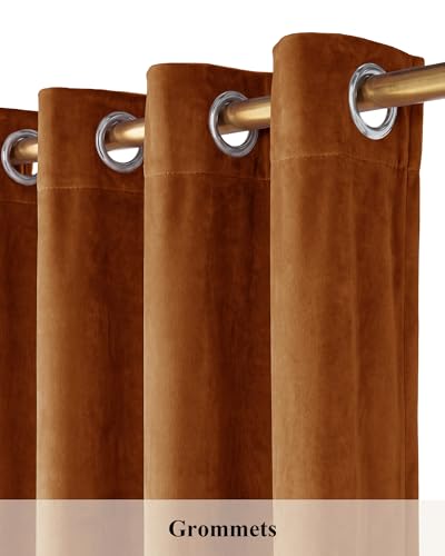 Burnt Orange Velvet Curtains for Sliding Door, W52 x L96, 2 Panels - view 2