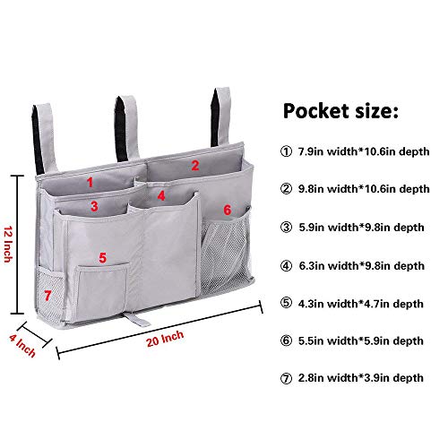 Bunk Bed Organizer - Bedside Storage Caddy with Pocket, Hanging Organizer for Camp, Dorm, Room, Hospital Bed Rail and More (Grey) - view 6