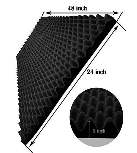 48"X 24"X 2" Egg Crate Foam Panel, Black Sound Proof Foam Panels, Acoustic Foam, Noise Cancelling Foam Studio Foam Panel, Sound Panels Noise Reducing For Walls（1 PCS） - view 2