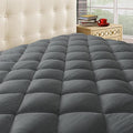 King Quilted Mattress Pad Cover with Deep Pocket (8"-21"), Gray