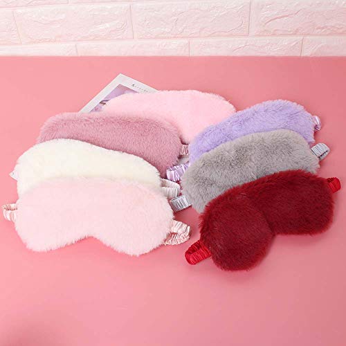 Fluffy Sleep Mask 4 Pack - Plush Blackout Eye Masks for Sleeping, Soft Blindfold with Silky Back, Cozy Gifts for Women Men Travel, Dark Pink - view 4
