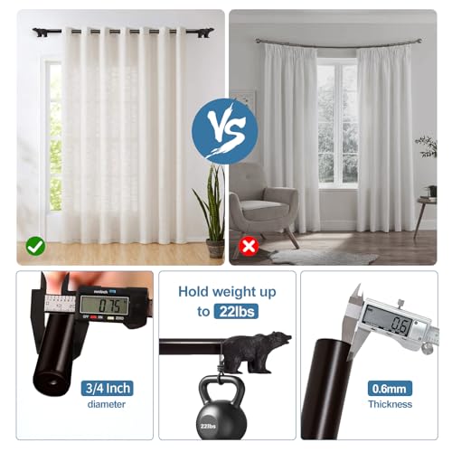 3/4” Farmhouse Bear Adjustable Window Treatment Single Curtain Rod, 28"-48", Oil Rubbed Bronze (ORB) - view 6