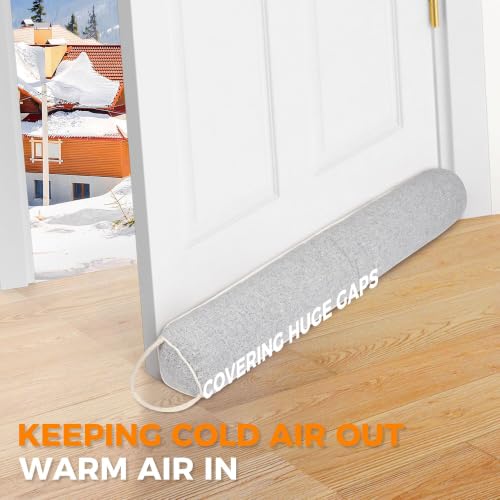 Under Door Draft Stoppers 36 Inch, Heavy Triangle Stop Draft Block Cold Air/Wind/Breeze Noise Blocker Door Sweeps Weather Stripping Bottom Seal Light Gray - view 4