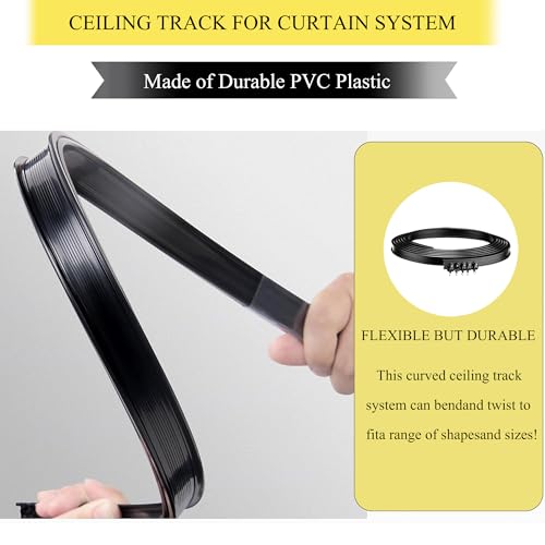 Room Divider Curtain Sets with Bendable Ceiling Track, 95% Blackout Total Privacy Ceiling Track Curtains Floor to Curtains Track Kits 8.33 ft Wide x 7 ft Tall, Black, 1 Panel - view 4