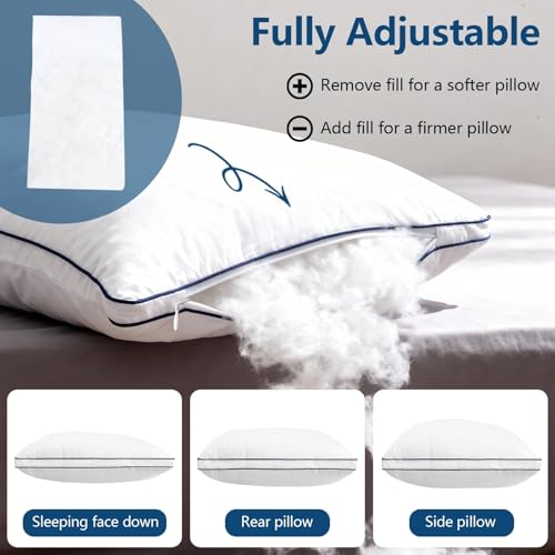Hotel Bedding Down Alternative Bed Pillows for Sleeping Queen Size (White), Set of 2, Soft & Fluffy Pillow with Cooling, Hotel Quality, Gusseted Pillow for Back, Stomach or Side Sleepers - view 5