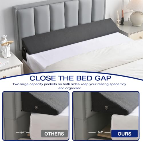 Queen Bed Wedge Pillow for Headboard Gap Filler Long Triangle Wedge Bolster - view 5