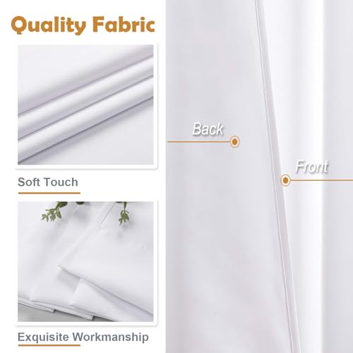Pure White Curtains 36 Inches Long 2 Panels, Room Darkening Half Window Rod Pocket Privacy Short Curtains, Thermal Insulated Curtain Tiers for Kitchen Bathroom Shades, W40 x L36 Inch - view 5