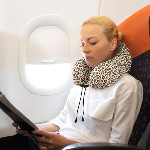 Leopard Cheetah Print Animal Gemoetric Neck Pillow Travel for Sleeping Airplane Travel Kit with Snap Clip & Storage Bag - view 7