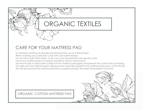OrganicTextiles Organic Cotton Mattress Pad Protector, Twin Size, 17 Inch Deep Pocket Fitted Bed Skirt, 350 Thread Count, Beautiful Quilted Design, Rich Soft Silky Feel, Machine Washable - view 5