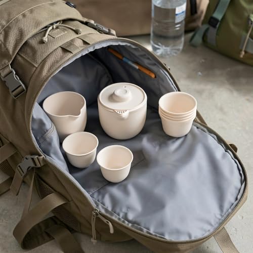 Portable Tea Set with Bowl Cups Tray and Pot for Hiking and Camping - view 5