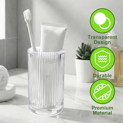 2 PCS Glass Tumbler Cups, Clear Glass Toothbrush Holder, 12 Oz - view 3