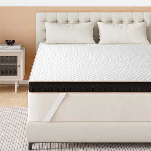 Firm King Size Mattress Topper, 3 Inch Gel Memory Foam, Dual Firmness High Density Cooling Foam Bed Pad with Removable Bamboo Cover for Back or Hip Pain, Pressure Relieve, 365-Night Trial, CertiPUR-US
