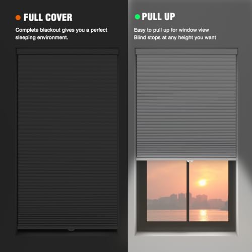 Custom Size Blinds Cellular Shades Cordless for Indoor Windows, Customizable Honeycomb Blind Thermal Insulated Easy Install for Bedroom, Bathroom, Nursey, Blackout White - view 4