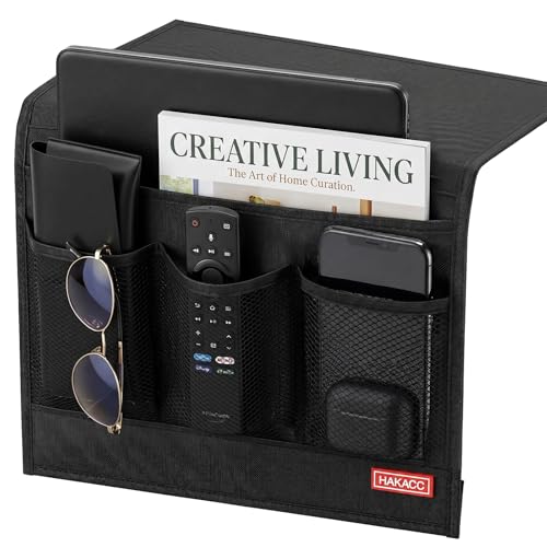 Bedside Caddy, Remote Holder for Bed, Storage Organizer, Black
