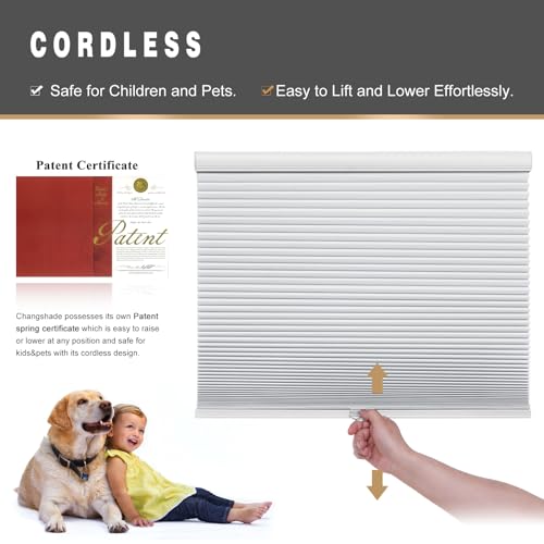 Custom Size Blinds Cellular Shades Cordless for Indoor Windows, Customizable Honeycomb Blind Thermal Insulated Easy Install for Bedroom, Bathroom, Nursey, Blackout White - view 3