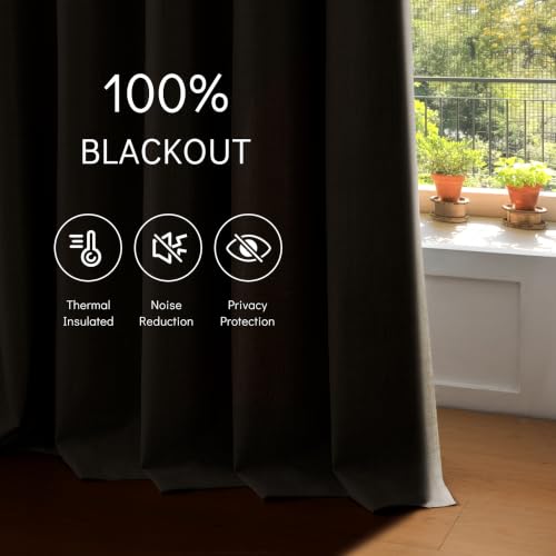 100% Blackout Linen Drapes Sliding Glass Door Curtains 102 Inch - view 2