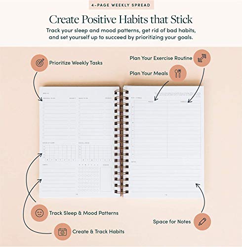 The Self-Care Planner - Undated 12-Month Life Planner - Daily, Monthly, Weekly - Focus on Wellness, Productivity, Achieving Goals, and Happiness (Dusty Rose, Weekly Edition: 12 Months) - view 3
