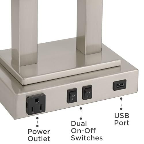 Amity 26" Tall Desk Lamp Port Outlet USB Charging Ports Modern Brushed - view 5