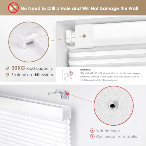 No Drill Cordless Cellular Shades, 25" W x 48" H, Dark Coffee - view 2
