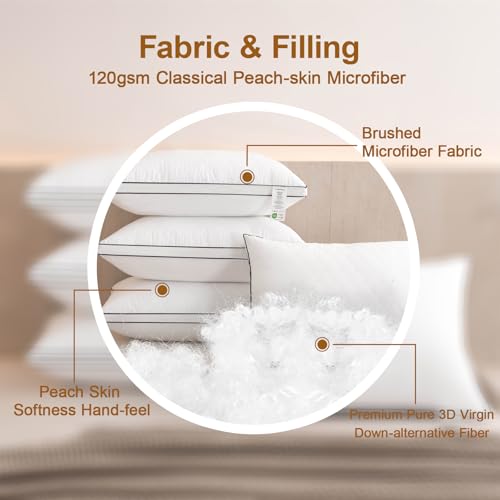 Bed Pillows Hotel Standard Size Set of 4 Firm one Side Soft Other - view 5