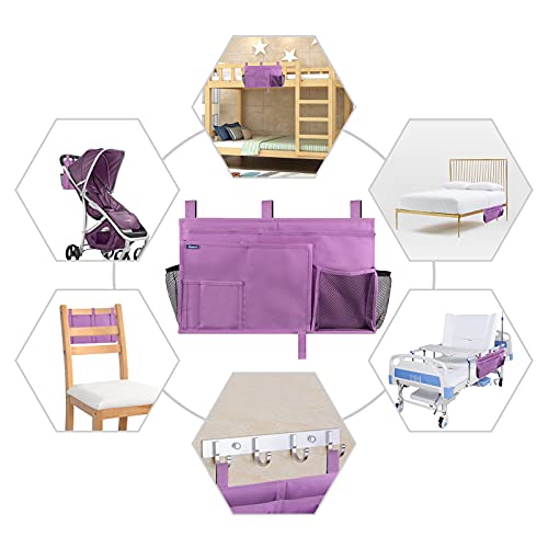 Caddy Hanging Organizer Bedside Storage Bag for Bunk and Hospital Beds, Purple, L - view 6