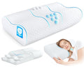 Cervical Neck Pillow for Pain Relief- Adjustable Queen Size Cooling Pillow for Sleeping, Memory Foam Pillows for Neck Shoulder, Ergonomic Contour Bed Pillow for Side, Stomach & Back Sleepers
