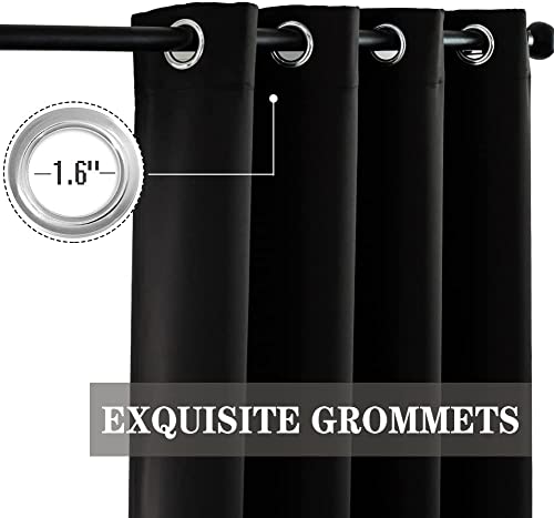 Black Blackout Curtains Grommet 2 Panels for Bedroom-Window Curtain Panel for Living Room-Darkening Thermal Drapes (Black, 52x96inch) - view 3