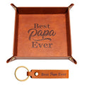 Best Papa Ever PU Valet Tray and Keychain Desktop Storage Organizer