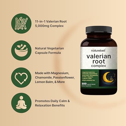 Valerian Root for Sleep, 300 Veggie Capsules with Magnesium Glycinate, Chamomile, Passionflower, Lemon Balm, Ashwagandha, & More – Relaxation & Sleep Support Supplement – Melatonin Free - view 3