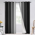 Ombre Black 100% Blackout Bedroom Curtains with White Liner 84L
