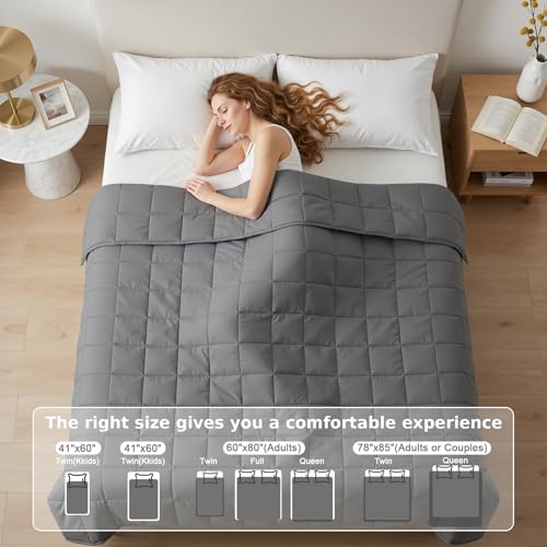 Weighted Blanket(15lbs 60''X80''), Soft and Cozy, Designed with Standard Grid Stitching, Suitable for Use Whilst Resting on a Sofa or Bed,Grey - view 6