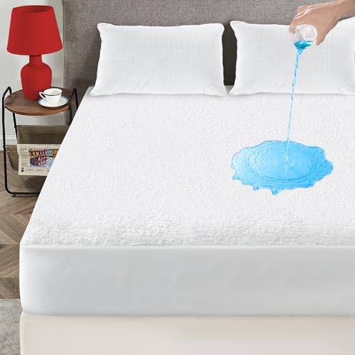 Waterproof Mattress Protector, Extra Soft King Size Waterproof Mattress Protector, 6-18 Inches Depth, Elastic Skirt Design