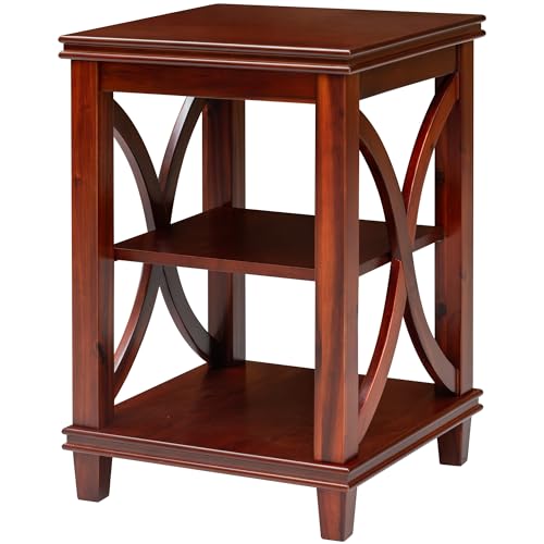 Solid Wood Square End Table, 16 x 16 x 24 Inch, Cherry