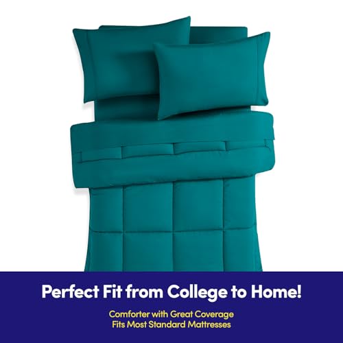 Dorm Room Essentials College Bedding Comforter Set 5 Piece Twin XL Size Bed in a Bag for College Students Boys and Girls, Twin XL, Teal - view 2