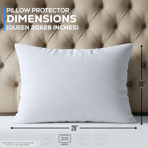 Soft Terry Waterproof Pillow Protectors with Zipper Queen Size, Set of 4 - view 2