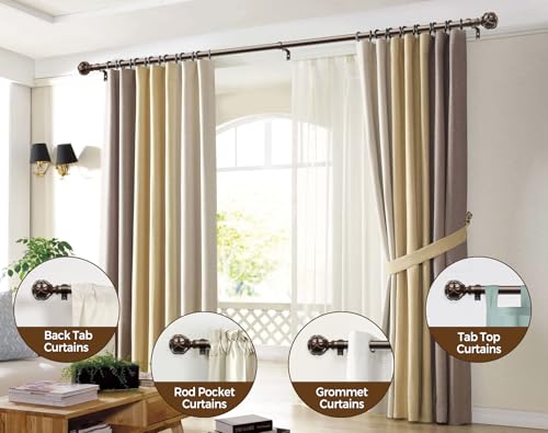 Curtain Rods for Windows 72 to 144 Inch, Long Heavy Duty, Bronze - view 5