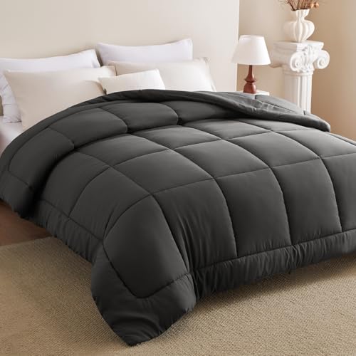 Full Duvet Insert, 300GSM Down Alternative Comforter, Dark Grey