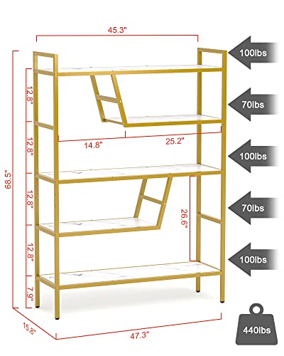5-Tier Adjustable Bookshelf, Tall Metal Display Shelves for Living Room - view 3