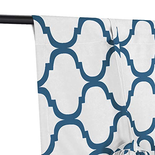 Moroccan Thermal Insulated Tie Up Shade Room Darkening Blackout Rod Pocket Curtain for Small Window, 42 by 63 Inch, Off White/Royal Blue (1 Panel) - view 4